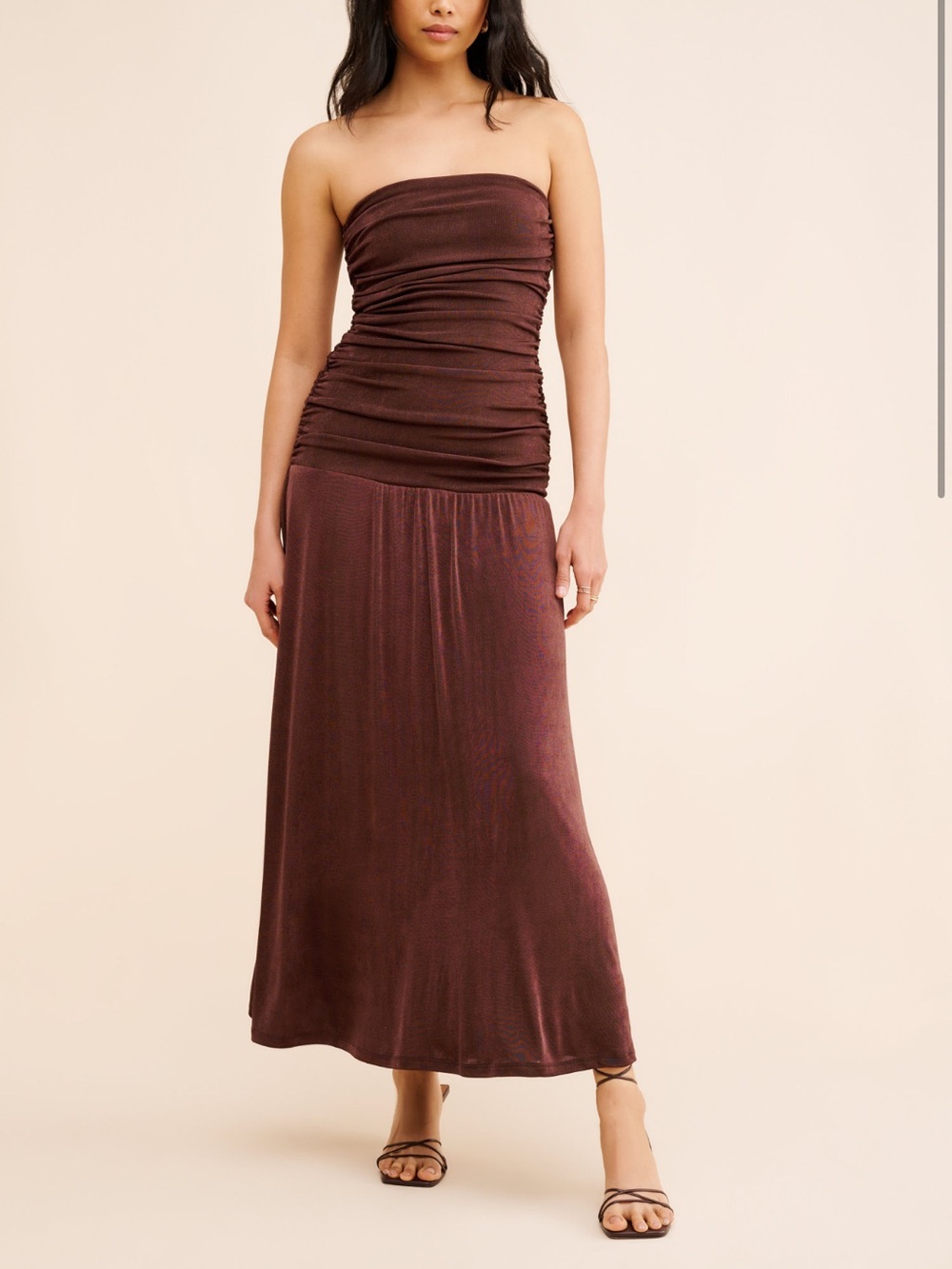 Bri Maxi Dress Line and Dot - Brown